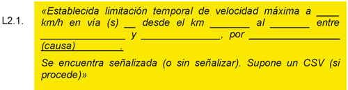 2.1.5.7 Comunicación de las limitaciones temporales de velocidad máxima