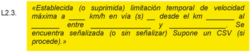 2.1.5.7 Comunicación de las limitaciones temporales de velocidad máxima